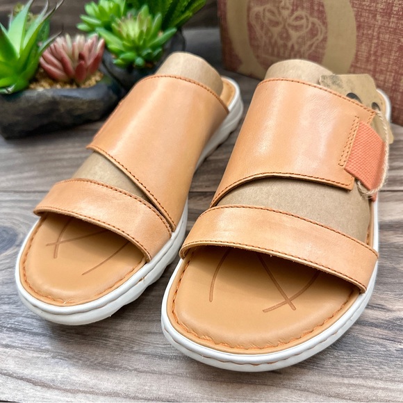 NIB Born Oceana Leather Slide Sandal Orange - Picture 3 of 15